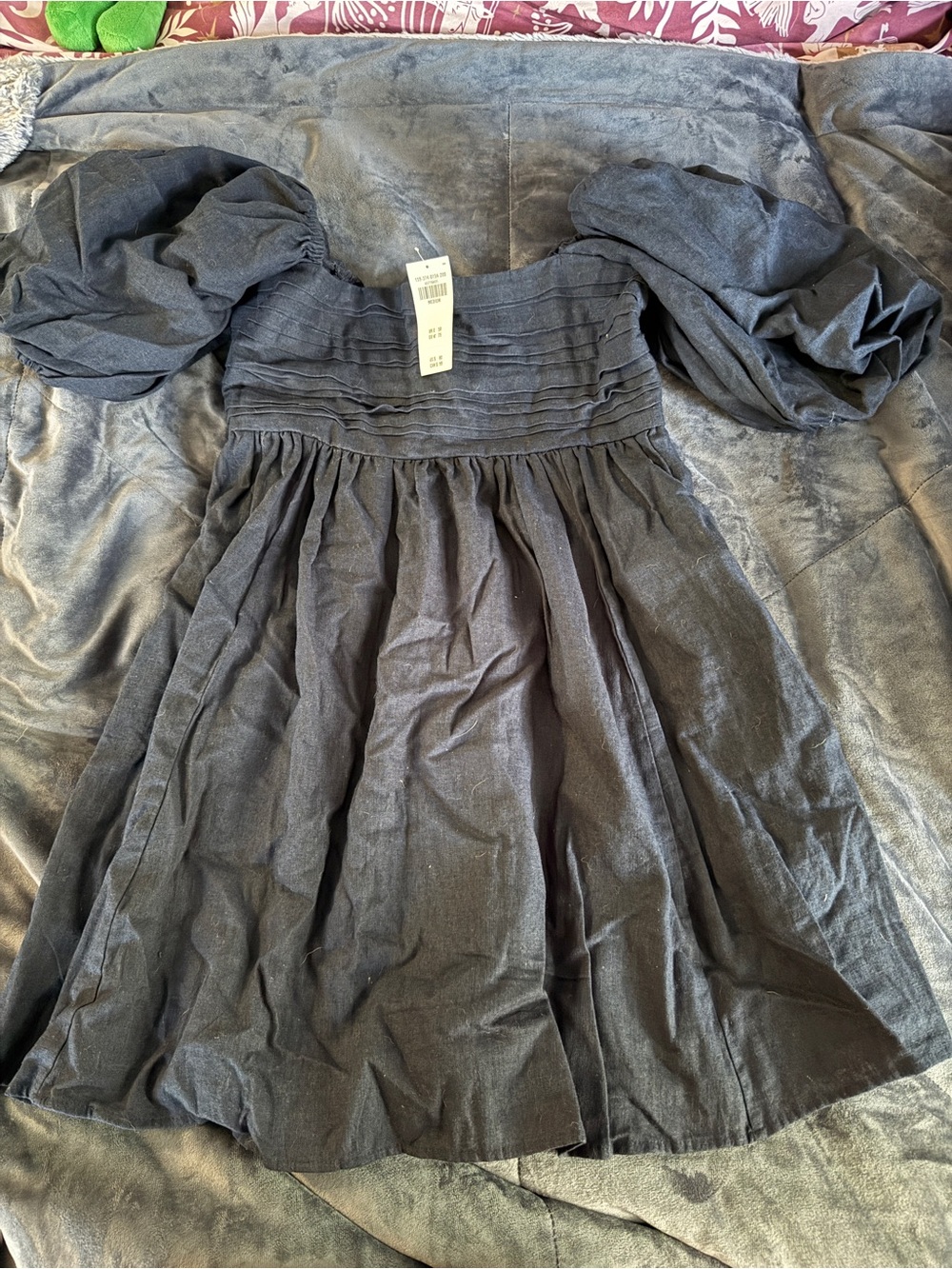 NEW Women’s Abercrombie Navy Puff-Sleeve Dress - Picture 2 of 2